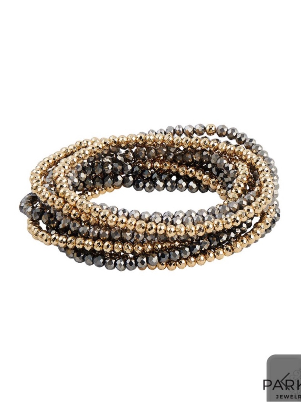 Park Lane Gold and Gray Faceted Beaded Stretch Bracelet Set